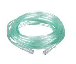 Mint-green flexible silicone tubing coiled, with barbed fittings at both ends.